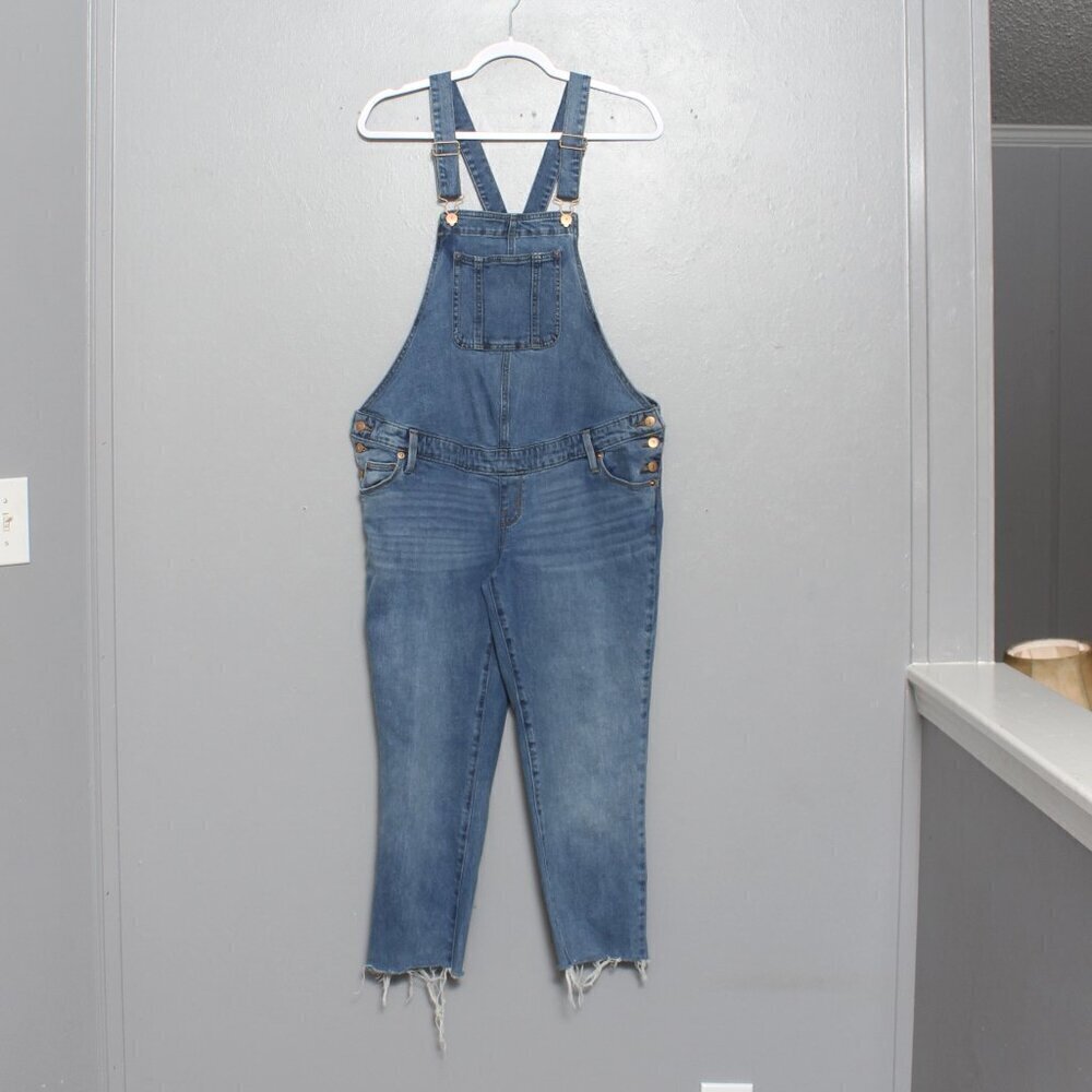 Isabel maternity denim raw hem soft jean overalls
